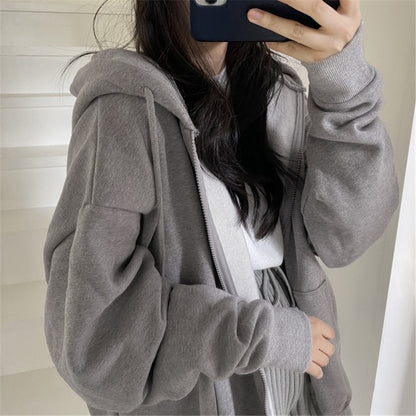 Women Zip Up Hoodie Streetwear Letter Printed Long Sleeve Sweatshirts Gothic Punk Y2k Autumn Winter Female Hoodie Jackets