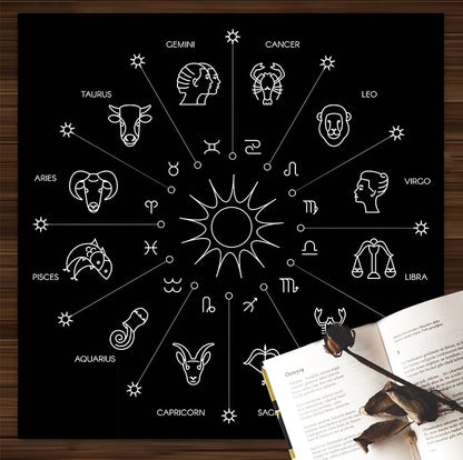 Home Decor Tablecloth Mystical Divination Horoscope Tarot Tablecloth Altar Cloth Pagan Clock Pendulum Witchcraft Oracle Room