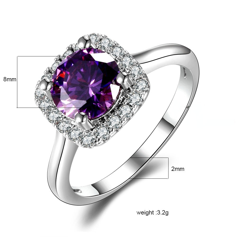 Nasiya New Trendy Hot Sale Wedding Rings Created Amethyst Ring For Women Fashion Silver Jewelry With Gemstone Party Gift