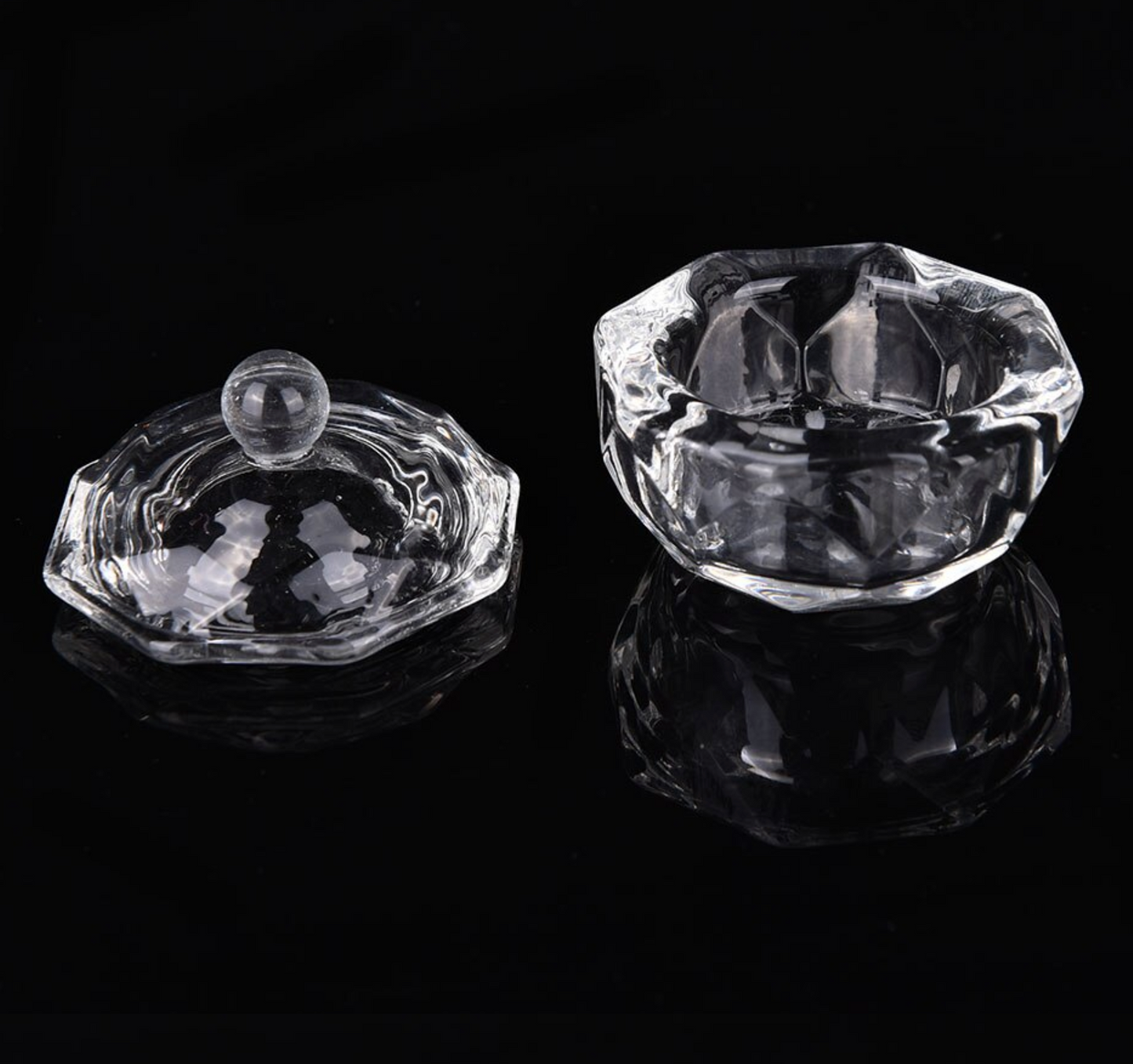Empty - Crystal Glass Dappen Dish Lid Bowl