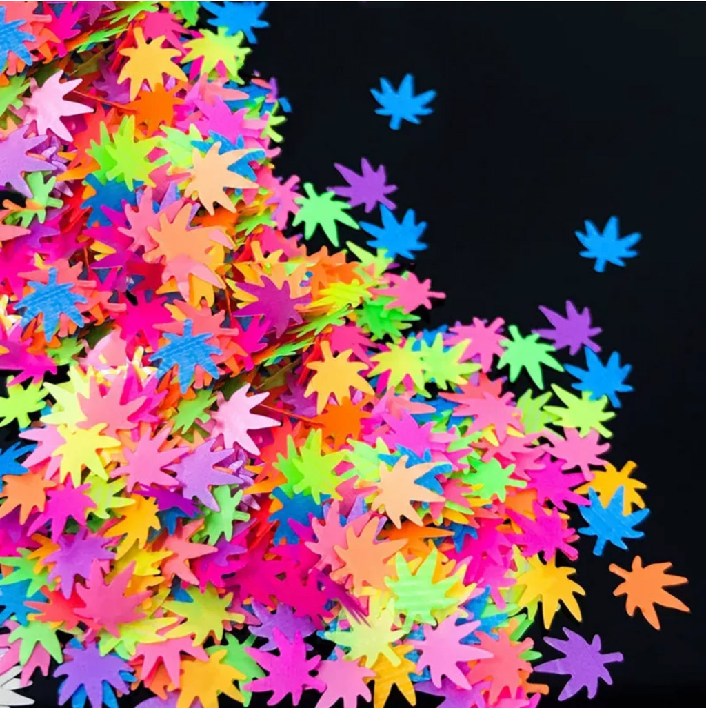 Glitter - Neon (Glow in the dark) Maple Leaf (Set of 12 Grids)