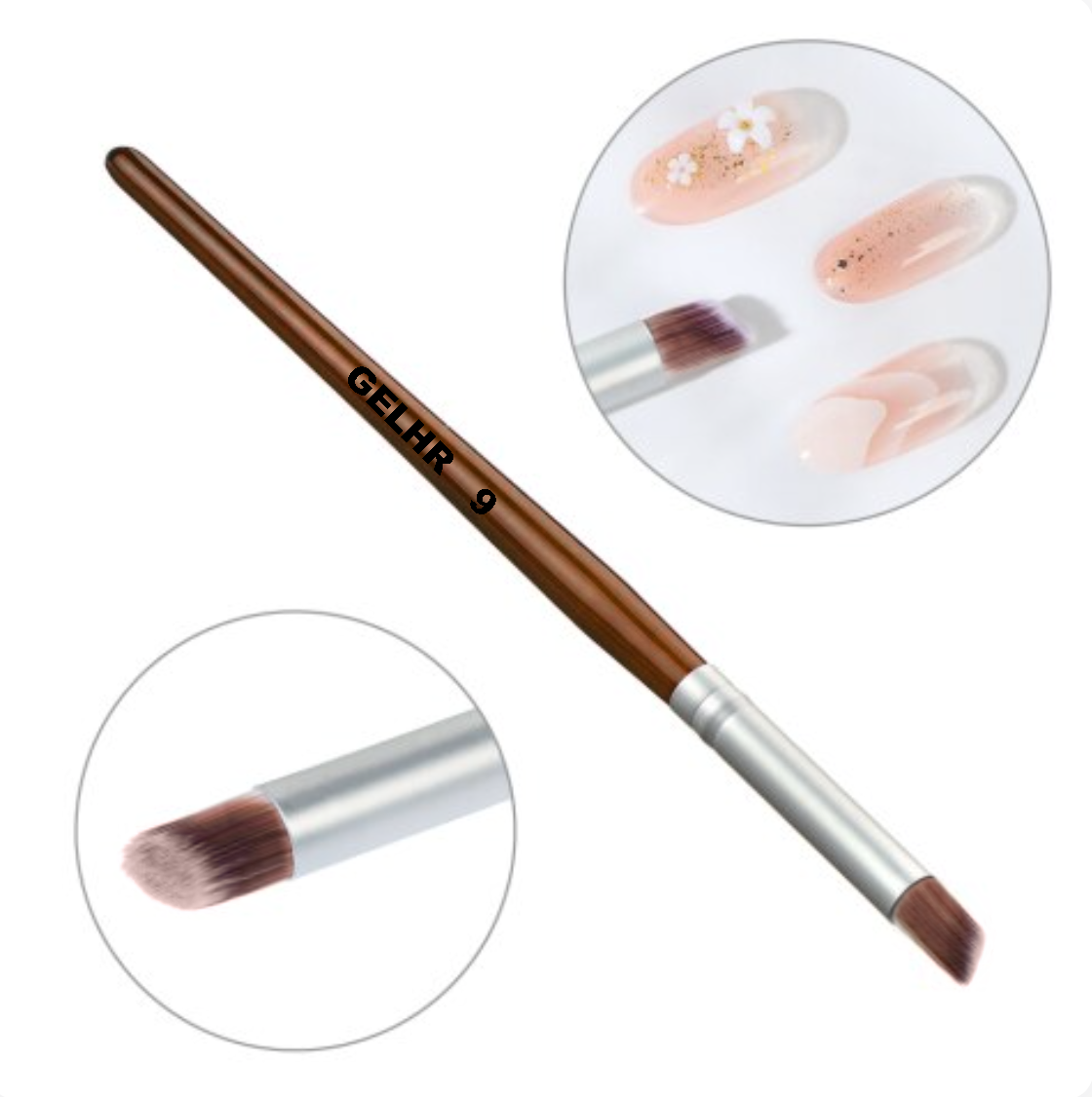 Nail Art Brush - Ombre Powder, Gel, One Stroke Painting Brush (Lid included) (SET OF 3pcs)