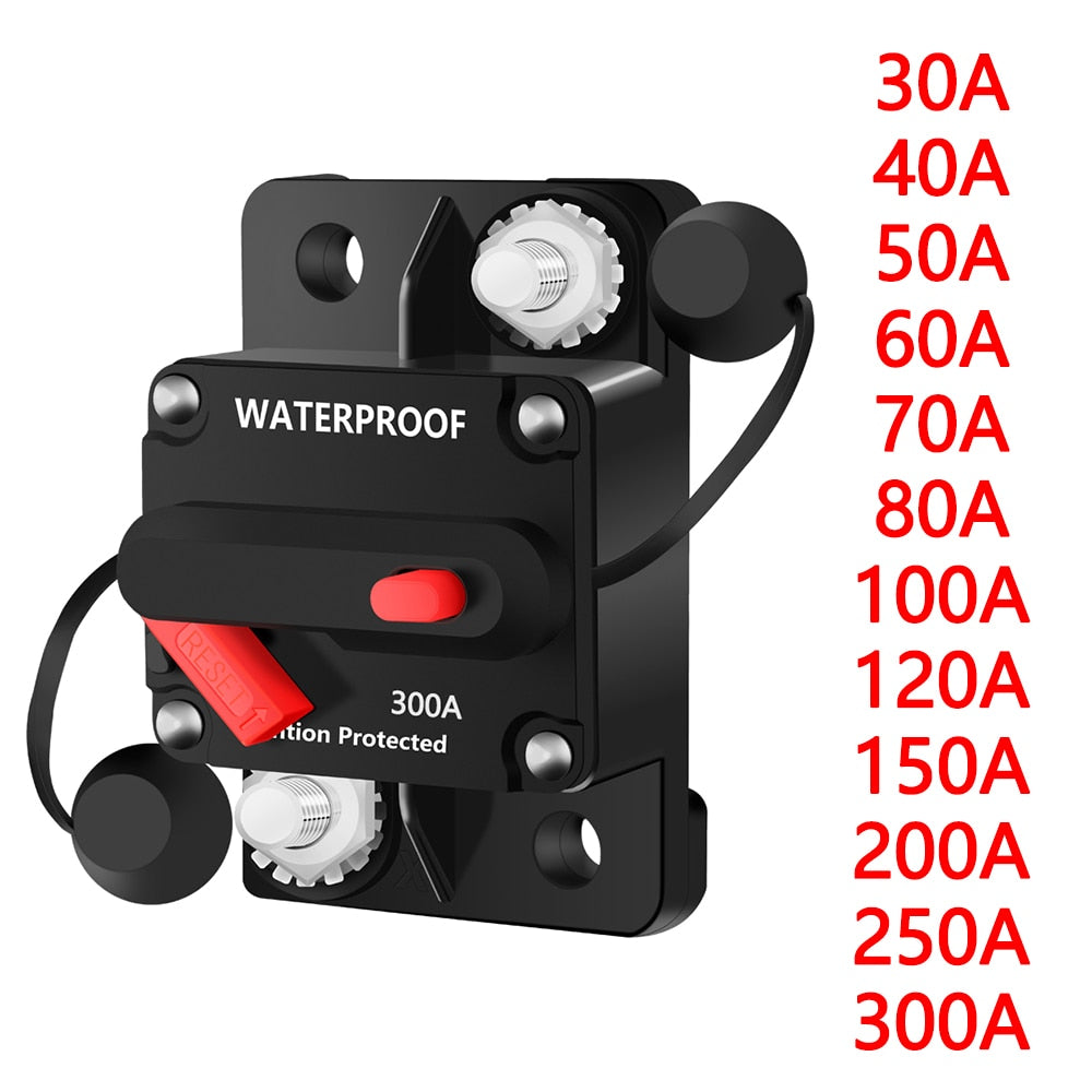 30A-300A Circuit Breaker 12V Trolling with Manual Reset Car Boat Manual Power Protect for Audio System Fuse Car 48VDC Waterproof