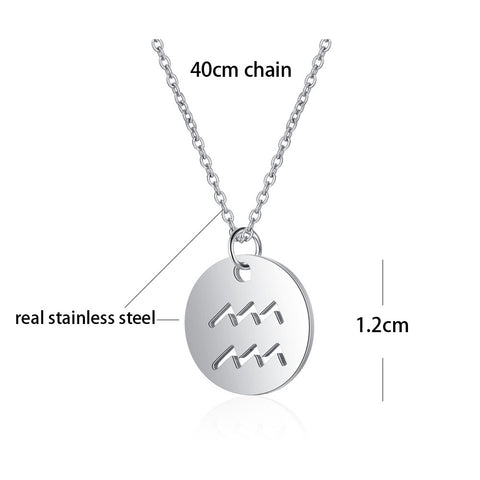 Stainless Steel 12 Constellation Necklace Star Zodiac Sign Pendant Choker Necklace for Men Women Kids Birthday Gifts