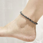 Lose Weight Girl Women Men Charm Magnetic Black Stone Anklet Natural Black Obsidian Magnetic Therapy Anklet Slim Hematite Anklet
