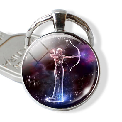 12 Constellations Keychain Constellation Key Rings Zodiac Sign Key Chain Pendant Jewelry Libra Aries Leo Fashion Birthday Gift