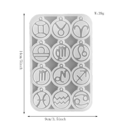 Zodiac Jewelry Pendants Silicone Molds for Handmade UV Epoxy Resin 12 Constellation Necklace Bracelet Keychain Pendant Mold