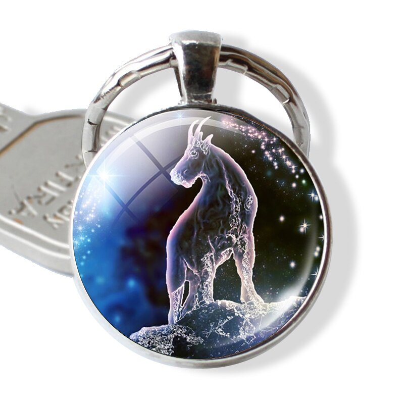 12 Constellations Keychain Constellation Key Rings Zodiac Sign Key Chain Pendant Jewelry Libra Aries Leo Fashion Birthday Gift