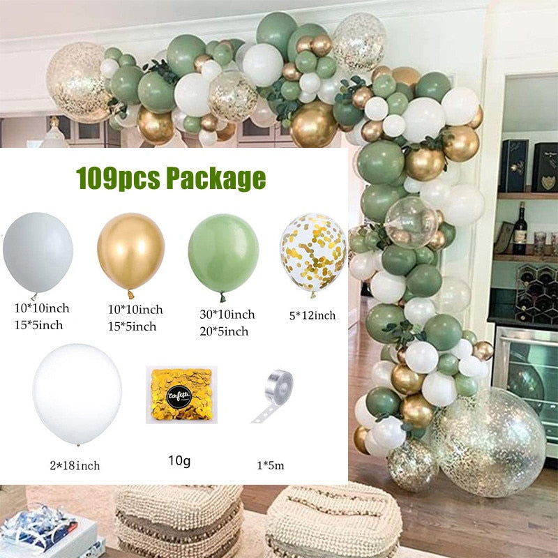 Animal Printed Balloon Arch Kit Jungle Safari Green Latex Balloons Wild One Birthday Wedding Baby Shower Party Decor Supplies