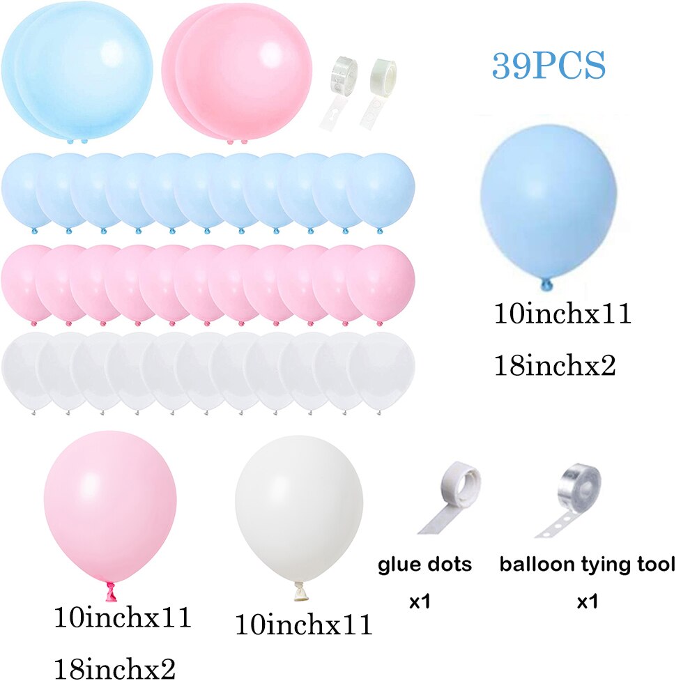 Pastel Pink Blue Balloons Arch Garland Kit Boys Girls Gender Reveal Baby Shower Ballon Decorations Birthday Party Decor Globos
