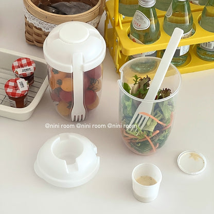 Breakfast Salad Cup Cereal Nut Yogurt Salad Cup Bottle Container with Fork Sauce Cup Lid Bento Tuppers Food Taper Bowl Lunch Box