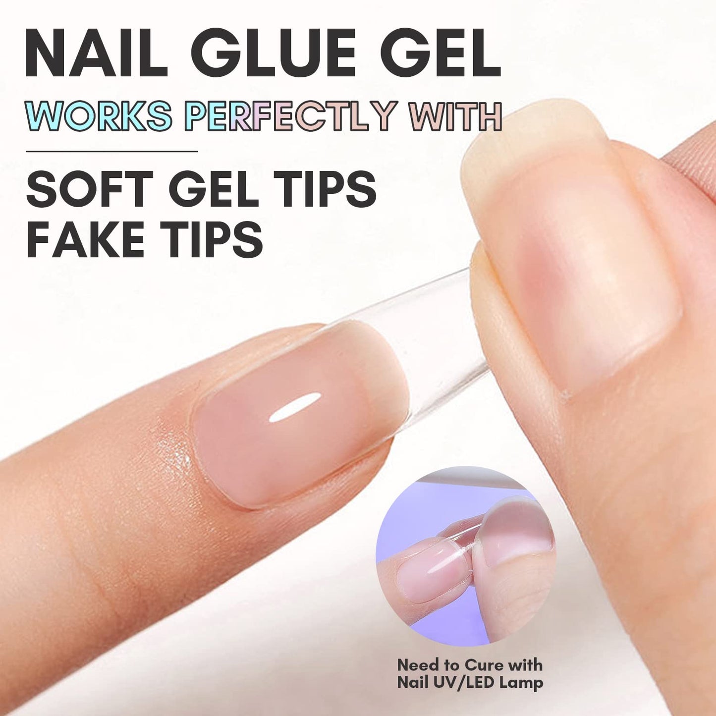 Makartt Nail Glue Gel for Acrylic Nails 3 in 1 Nail Gel Super Strong Brush On Nail Glue Long Lasting UV Nail Glue for False Nail
