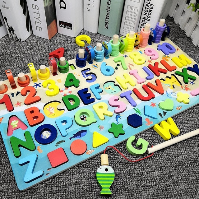 Wooden Toys Montessori for Kids Montessori Board Math Fishing  Montessori Toys wooden educational toys for baby 1 2 3 Years Old