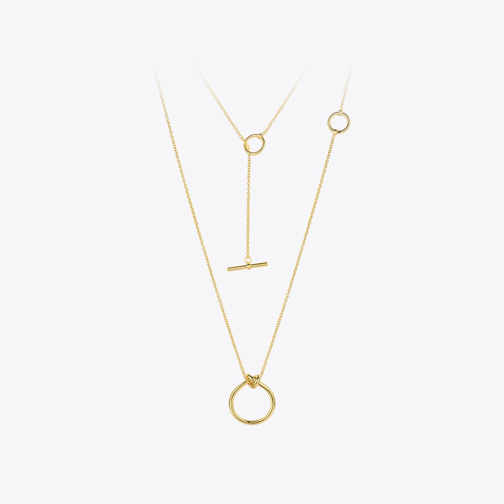 Enfashion Classic Knot Pendants Necklaces Stainless Steel Gold color Choker Necklace For Women Long Chain Jewelry Collier