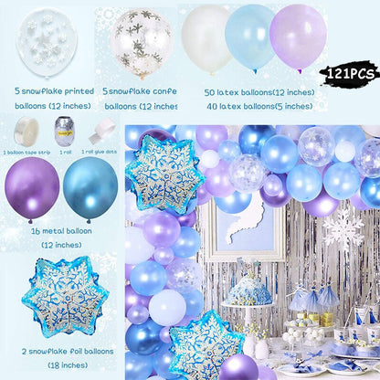 Flash Snowflake Elsa Frozen Arche Ballon Anniversaire Happy Birthday Snow Queen Balloons Party Decoration Kit Baby Shower Globos