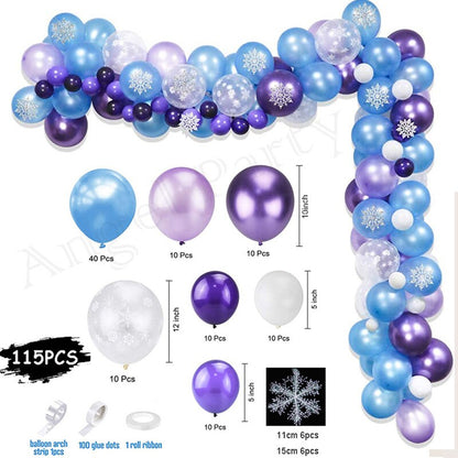 Flash Snowflake Elsa Frozen Arche Ballon Anniversaire Happy Birthday Snow Queen Balloons Party Decoration Kit Baby Shower Globos