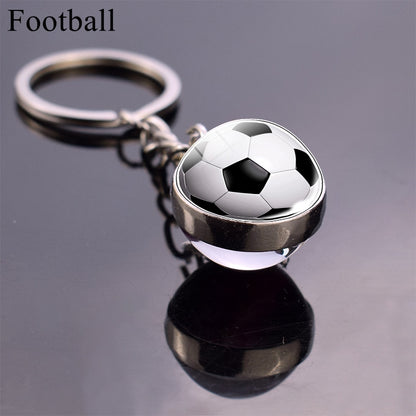 Glass Ball Keychain Tennis Keychain Football Baseball Volleyball Soccer Basketball Key Chains Ball Keyring Fashion Jewelry