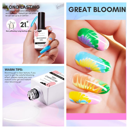 Makartt Clear Blooming Gel–15ml UV LED Soak Off Nail Art Polish for Spreading Effect, Marble Nail Polish Gel Paint Nail Designs