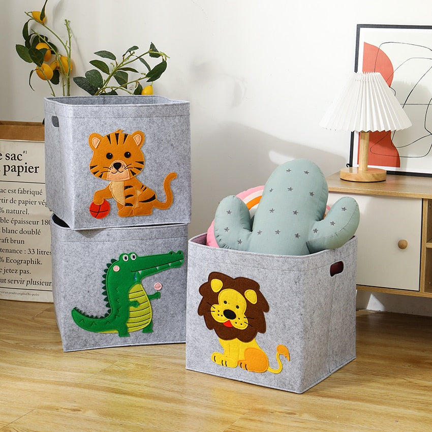 2022 New Cube Folding Thickened Felt Fabric Storage Box For Cartoon Toys Organizer Home Laundry Basket Clothes Storage Basket