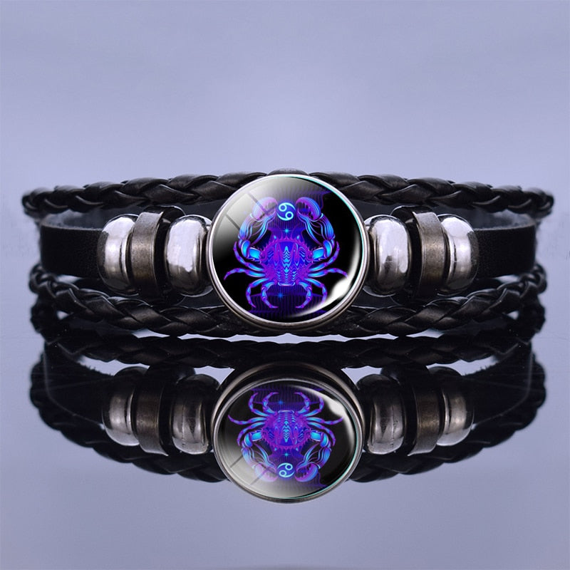 12 Zodiac Signs Constellation Charm Bracelet Men Women Fashion Multilayer Weave leather Bracelet &amp; Bangle Birthday Gifts