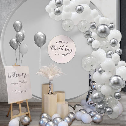 White Silver 4D Metallic Balloon Arch Garland Kit Wedding Baby Shower 28th Birthday Anniversary Bachelorette Party Decoration