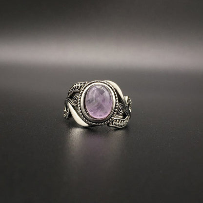 HuiSept Vintage 925 Silver Ring Amethyst Gemstone Flower Shaped Fashion Jewelery Rings for Female Wedding Party Gift Wholesale