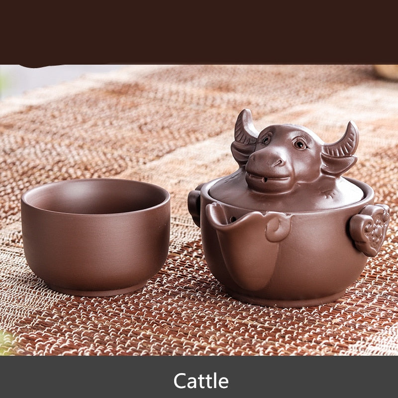 Chinese Twelve zodiac Portable Travel Tea Set Yixing Purple Clay Teapot Quik Pots Teaware Chinese Drink Teapots NLSLASI