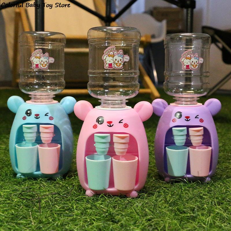 Mini Water Dispenser for Children Kids Gift Cute Cold/Warm Water Juice Milk Drinking Fountain Simulation Cartoon Pig Kitchen Toy