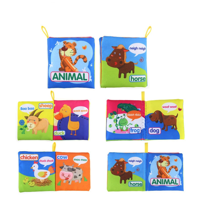 Montessori Baby Cloth Books Soft Rustle Sound Baby Quiet Books Infant Early Learning Educational Toys 0 -12 Months Rattle