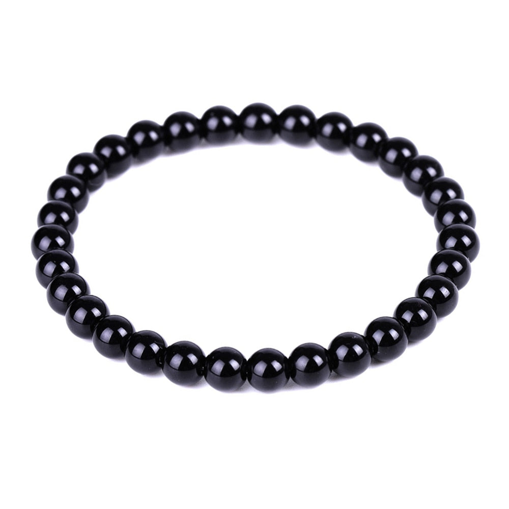 6-14mm Black Obsidian Slimming Bracelet Anklet Yoga Energy Prayer Beads String Beads Jewelry for Women Men Bracelets Gifts