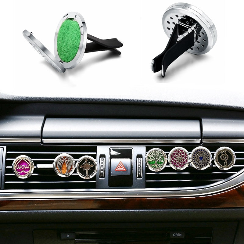 Refillable Car Air Freshener Smell Perfume Diffuser Clip Auto Vent Essential Oil Stainless Steel Locket Interior Accessories