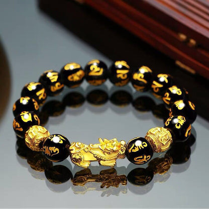 Men Women Feng Shui Bracelet Luck Wealth Buddha Black Obsidian Stone Beads Bracelet hombre Retro Pixiu Charm Bracelet Gifts