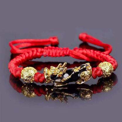 Men Women Feng Shui Bracelet Luck Wealth Buddha Black Obsidian Stone Beads Bracelet hombre Retro Pixiu Charm Bracelet Gifts