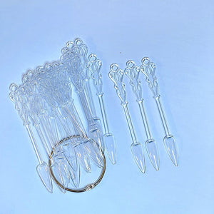 Nail Swatch Sample Display - Clear Stiletto & Pattern Handle (Bag of 25pcs)