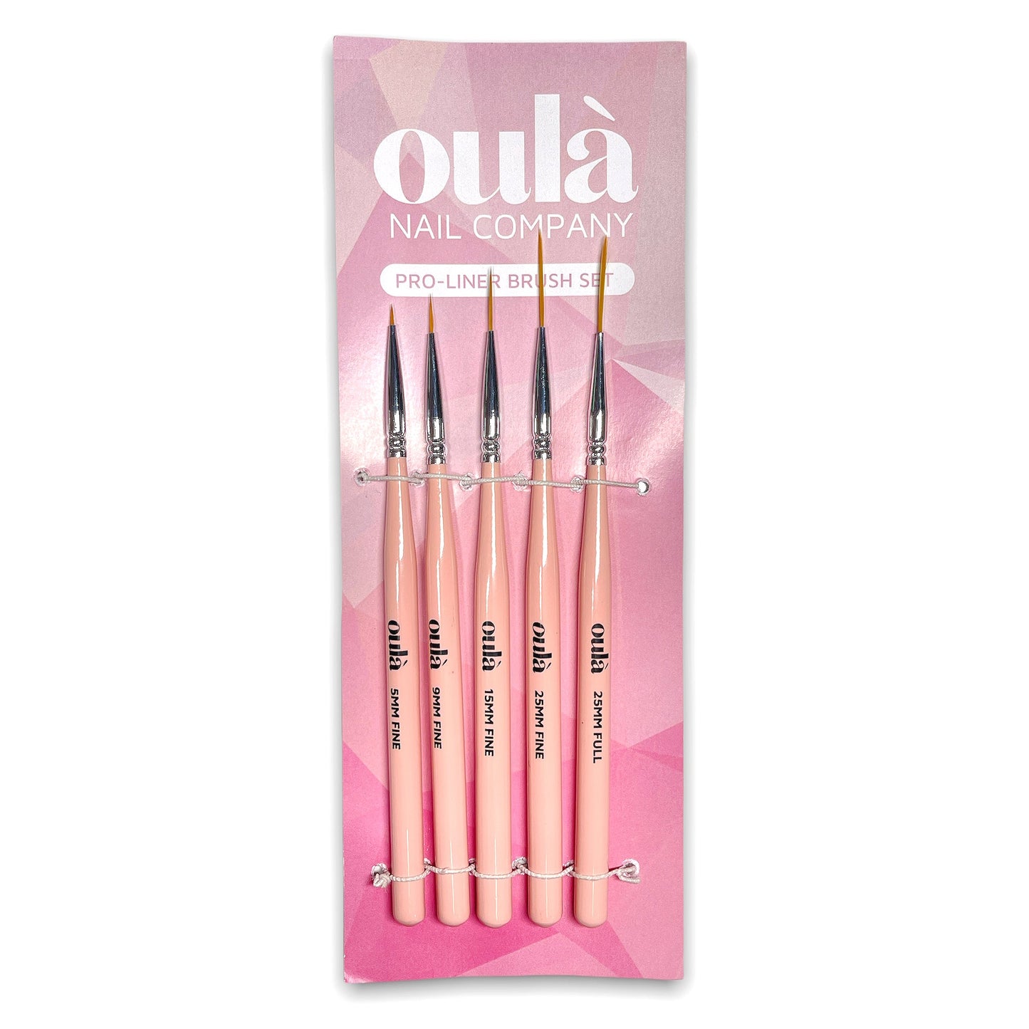 Oulà - Nail Pro-Liner Brush Set - Baby Pink (Set of 5pcs)
