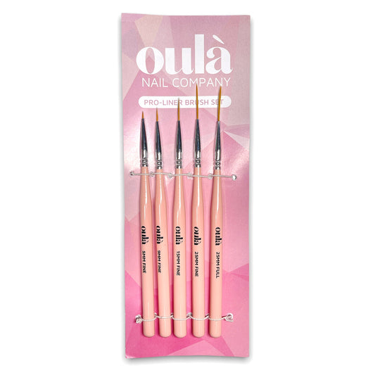 Oulà - Nail Pro-Liner Brush Set - Baby Pink (Set of 5pcs)