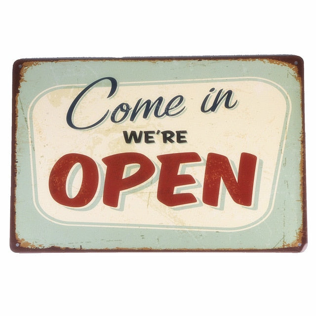 8"x12" "COME IN WE'RE OPEN " And " SORRY WE'RE CLOSED " Vintage Metal Sign Tin Poster Pub Bar Cafe Shop Retro Plaque A409