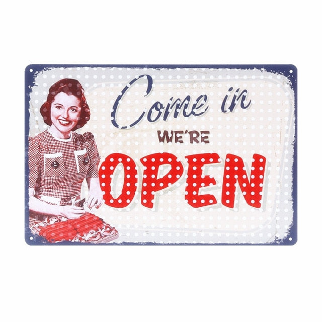 8"x12" "COME IN WE'RE OPEN " And " SORRY WE'RE CLOSED " Vintage Metal Sign Tin Poster Pub Bar Cafe Shop Retro Plaque A409