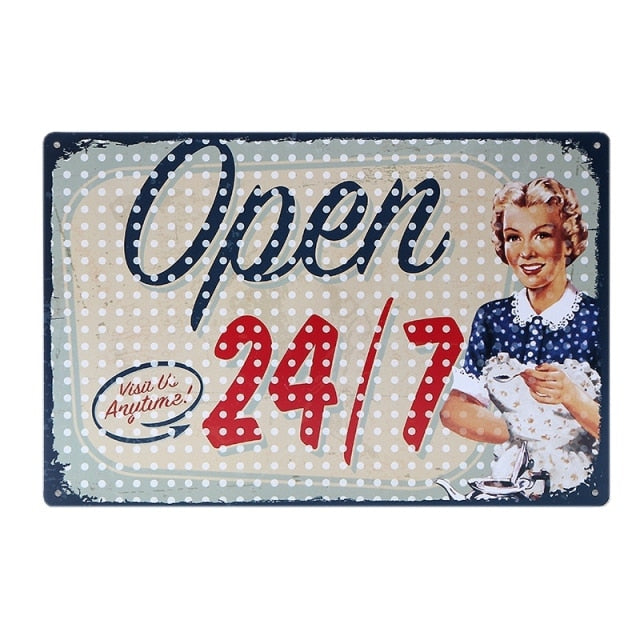 8"x12" "COME IN WE'RE OPEN " And " SORRY WE'RE CLOSED " Vintage Metal Sign Tin Poster Pub Bar Cafe Shop Retro Plaque A409