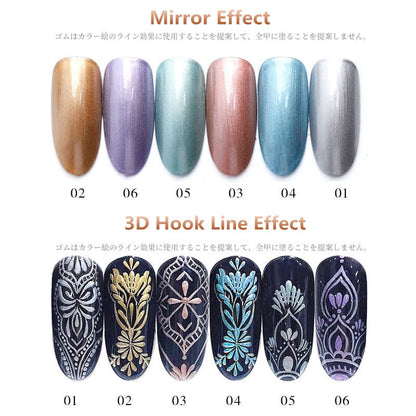 Metal Effect Nail Gel Rose Gold Silver UV LED Draw Painting Stamping Nail Art Color Gel Polish Manicure Long Lasting Gel Vernish