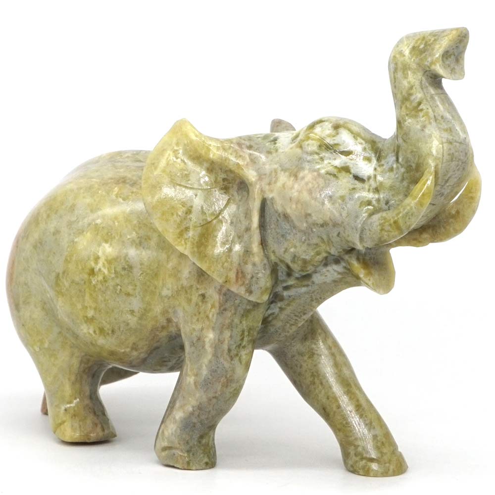 Elephant Statue 6.5" Natural Gemstone Lemon Jade Chakra Healing Reiki Carving Figruine Home Decor