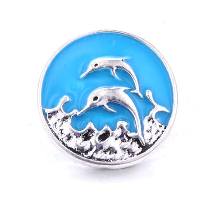 10pcs/lot Snap Button Jewelry Blue Ocean Series Crystal Dolphin Sea 18mm Metal Snap Jewelry Fit DIY Snap Bracelet Bangle Necklac