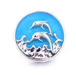 10pcs/lot Snap Button Jewelry Blue Ocean Series Crystal Dolphin Sea 18mm Metal Snap Jewelry Fit DIY Snap Bracelet Bangle Necklac