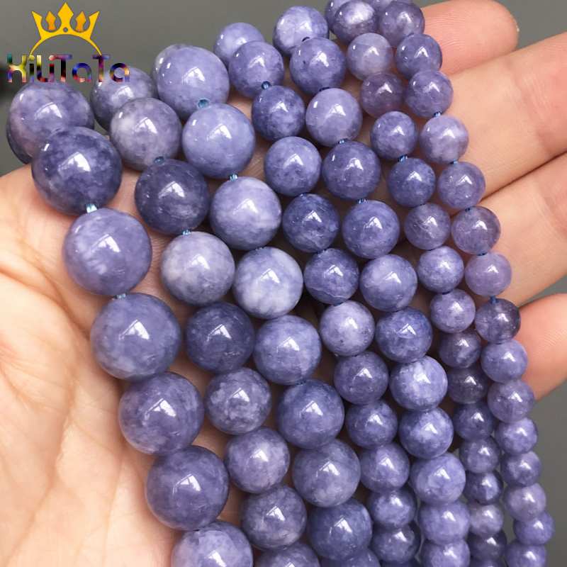 Natural Angelite Beads Round Blue Loose Stone Beads For Jewelry Making DIY Bracelets Necklace Accessories 15''Strand 6/8/10/12mm