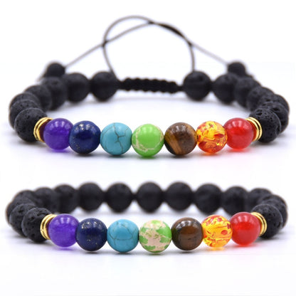 7 Chakra Charms Lava Rock Bracelets For Men Women Essential Oils Diffuser Natural stone Beads Chain Fashion handmade Jewelry