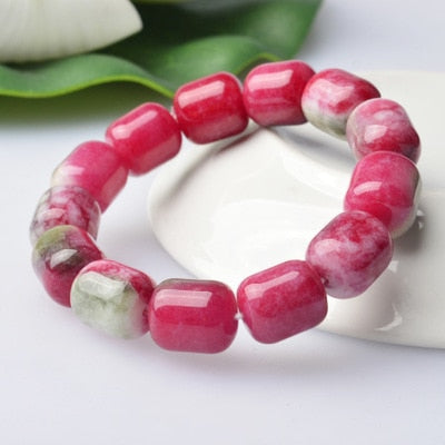 Peach flower jade bracelet beads braclet natural gemstone bangle fine jewelry for woman health for gift  Bracelet   jewelry