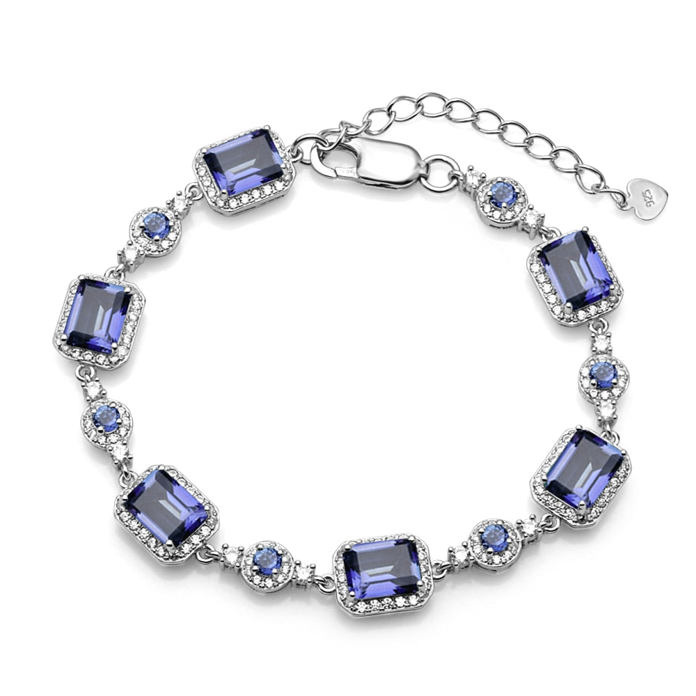 GEM'S BALLET Natural Iolite Blue Mystic Bracelet 925 Sterling Silver Gemstone Bracelets & Bangles For Women Wedding Fine Jewelry