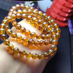 7mm Genuine Natural Yellow Amber Gemstone Round Beads Bracelet Healing Stone From Burma Women Men Jerwelry AAAA