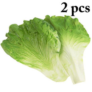 2pcs Simulation Green Lettuce Leaves PVC Material Fake Vegetable Model Kids Pretend Play Kitchen Toys Artificial Foods