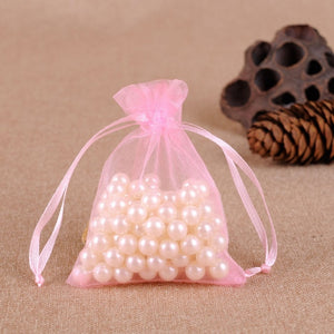 50Pcs Gift Organza Bag Jewelry Packaging Candy Wedding Party Goodie Packing Favors Cake Pouches Drawable Bags Present For Sweets